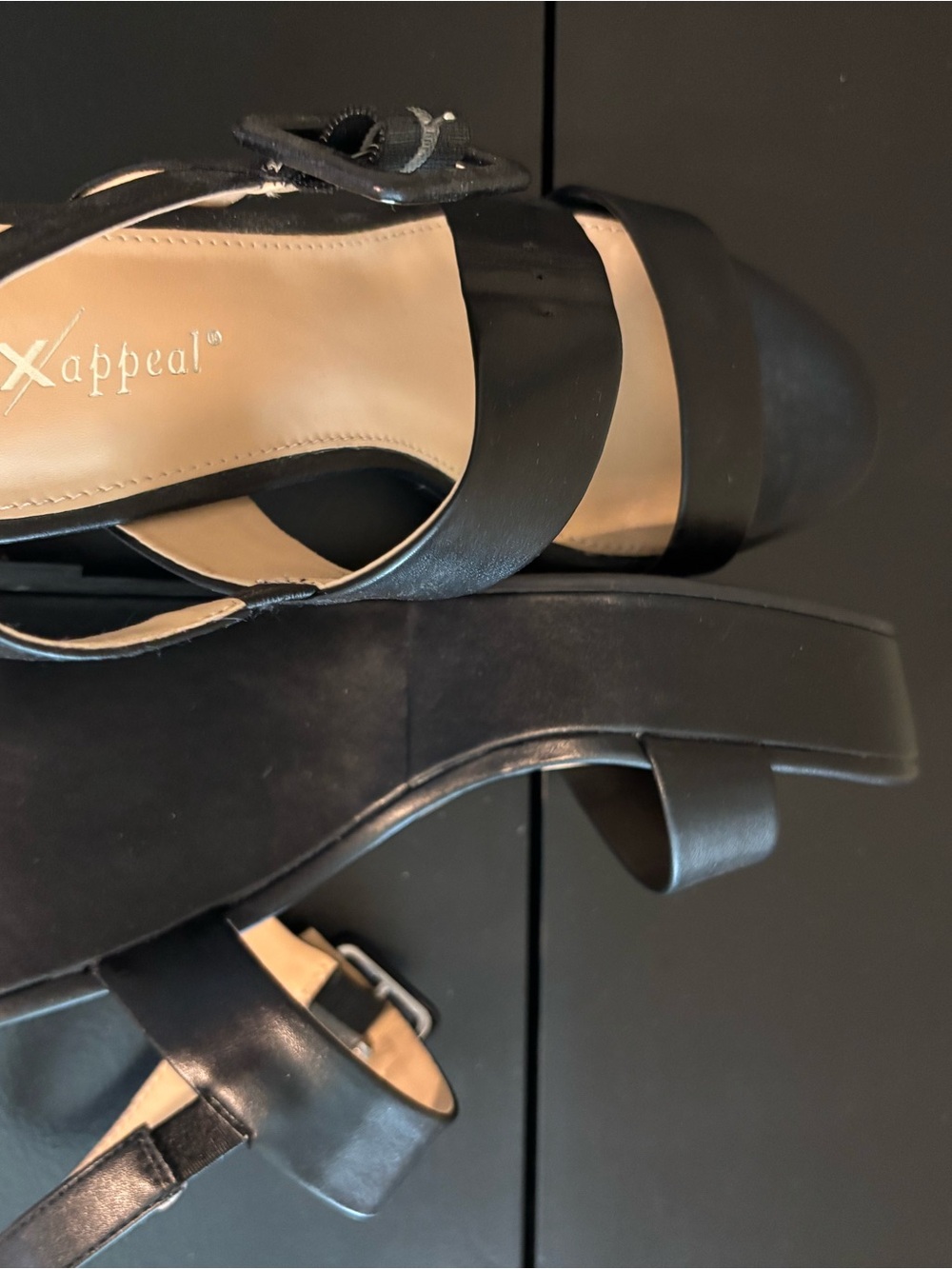 Xappeal Black Platform Sandals with Buckle Ankle Strap